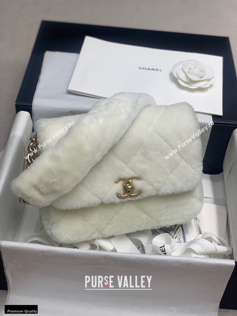 Chanel Shearling Lambskin Flap Bag AS2240 White 2020 (jiyuan-20112635)