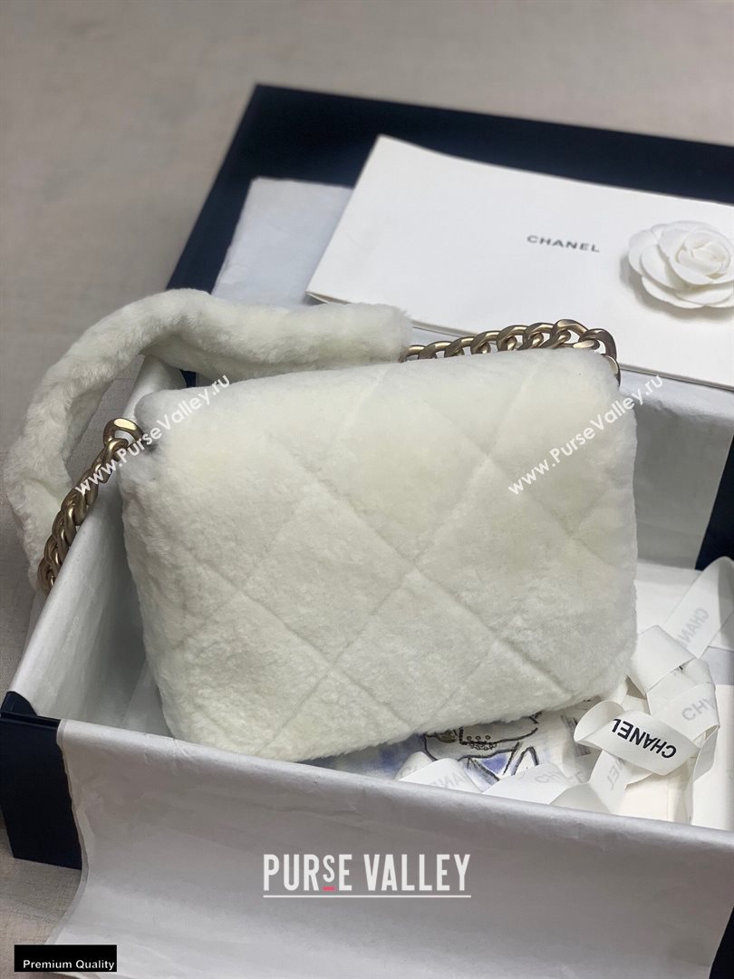 Chanel Shearling Lambskin Flap Bag AS2240 White 2020 (jiyuan-20112635)