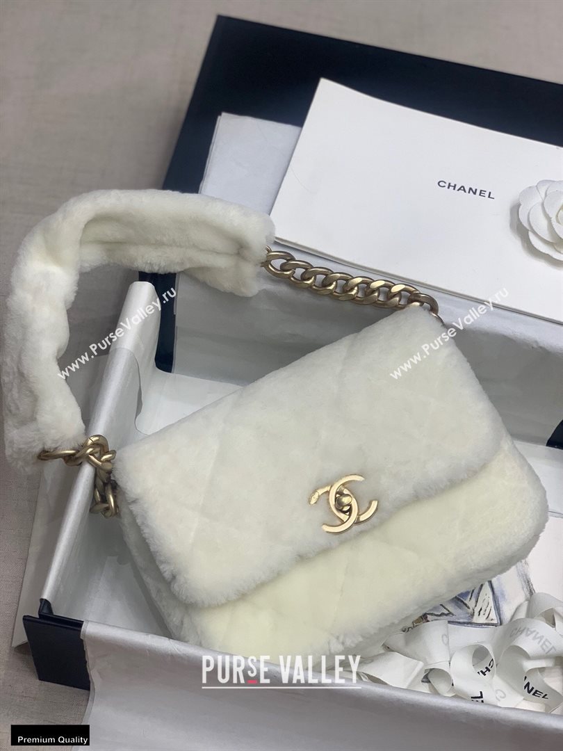 Chanel Shearling Lambskin Flap Bag AS2240 White 2020 (jiyuan-20112635)