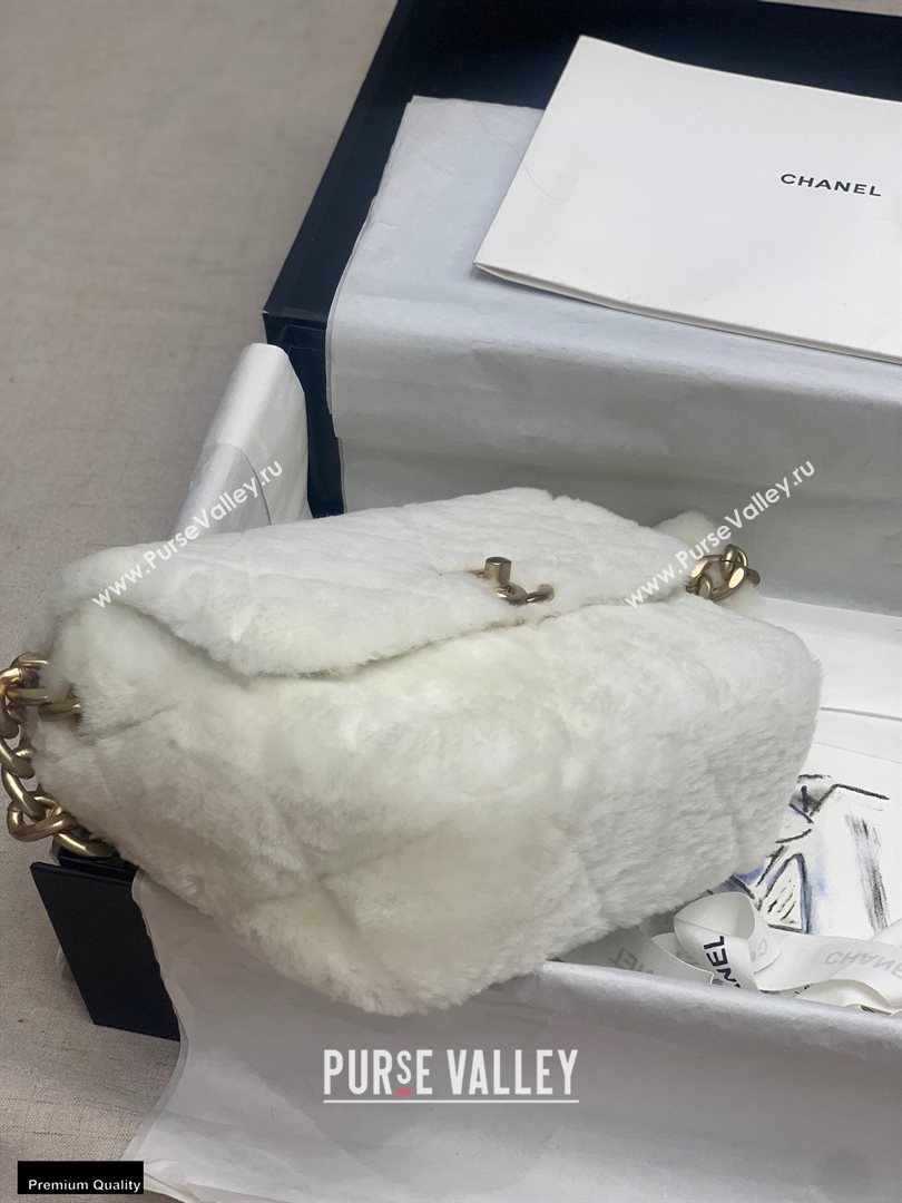 Chanel Shearling Lambskin Flap Bag AS2240 White 2020 (jiyuan-20112635)