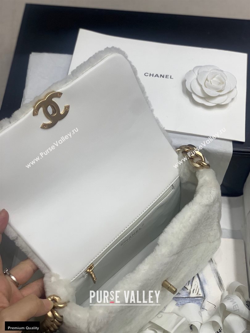 Chanel Shearling Lambskin Flap Bag AS2240 White 2020 (jiyuan-20112635)