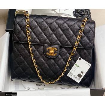 Chanel Grained Calfskin Vintage Maxi Flap Bag Black 2020 (jiyuan-20112647)