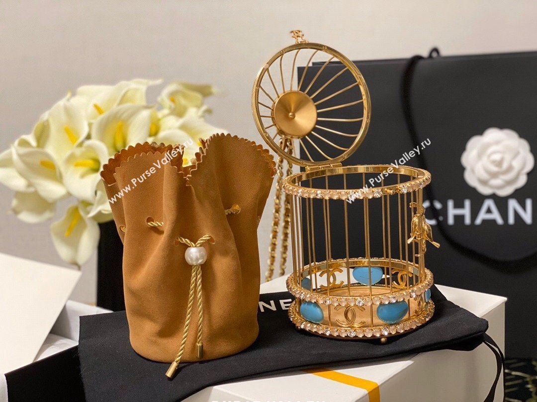 Chanel Lambskin Enamel and Strass Birdcage Evening Bag AS1941 Gold/Beige 2020 (jiyuan-20112660)