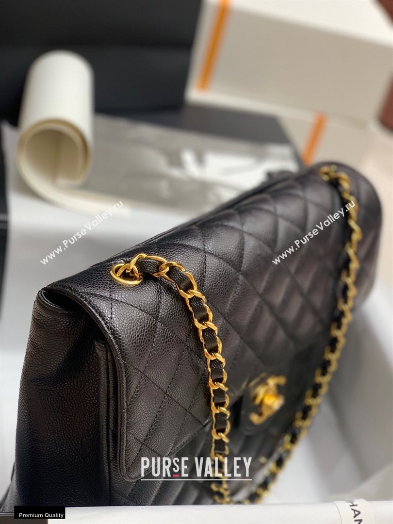 Chanel Grained Calfskin Vintage Maxi Flap Bag Black 2020 (jiyuan-20112647)