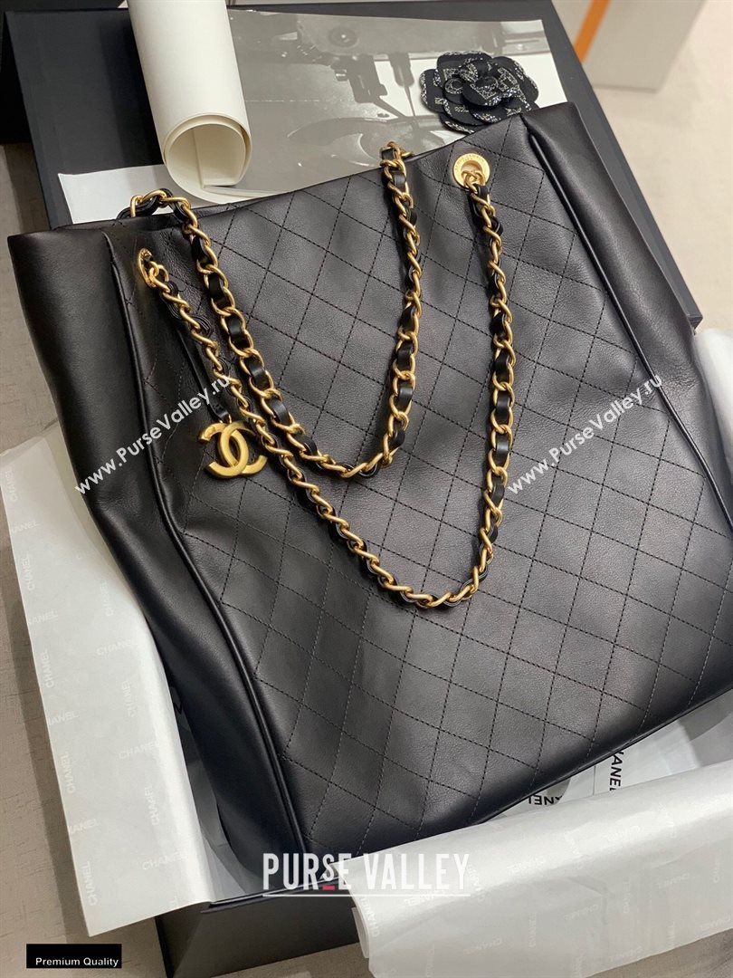 Chanel Calfskin Shopping Tote Bag Black 2020 (jiyuan-20112648)