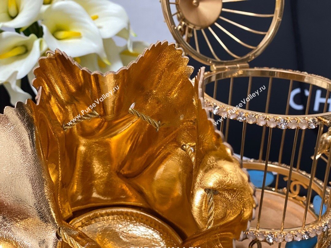 Chanel Lambskin Enamel and Strass Birdcage Evening Bag AS1941 Gold/Beige 2020 (jiyuan-20112660)
