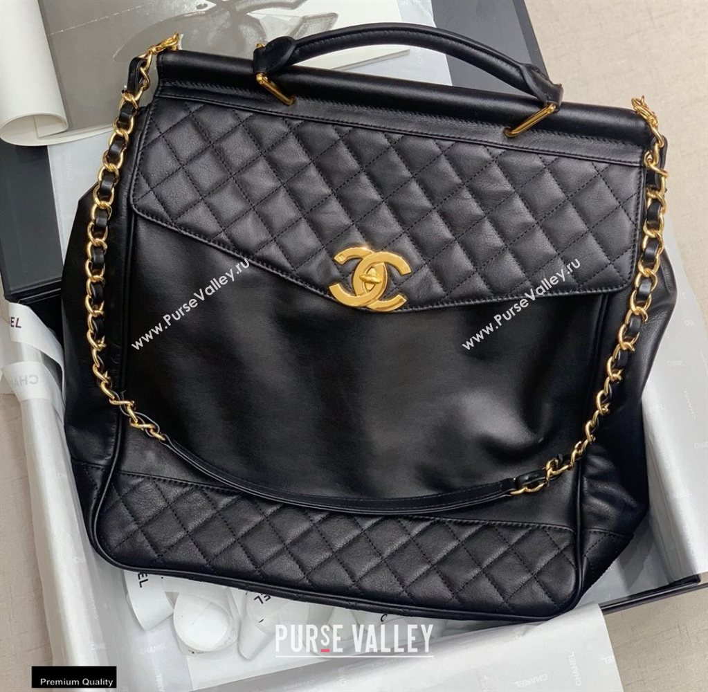 Chanel Vintage Top Handle Shoulder Bag Black 2020 (jiyuan-20112649)