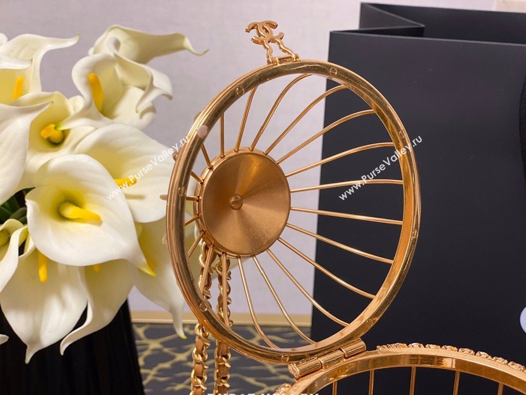 Chanel Lambskin Enamel and Strass Birdcage Evening Bag AS1941 Gold/Beige 2020 (jiyuan-20112660)