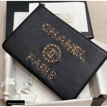 Chanel Chain Logo Large Pouch Clutch Bag Black 2020 (jiyuan-20112653)