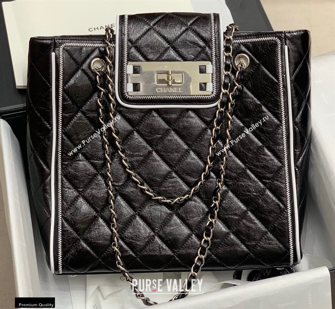 Chanel Quilted Boston Shopping Tote Bag Black 2020 (jiyuan-20112642)