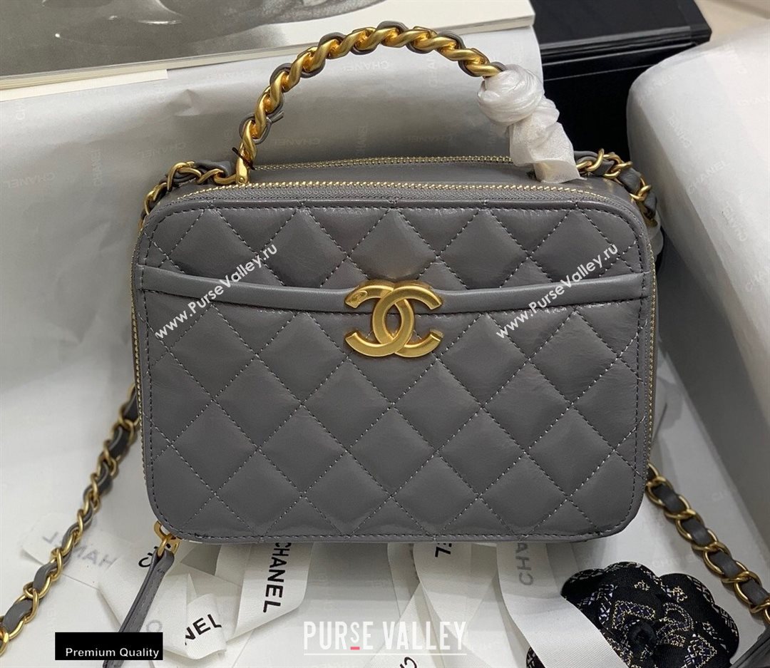 Chanel Get Round Vanity Case Bag AS2179 Gray 2020 (jiyuan-20112638)