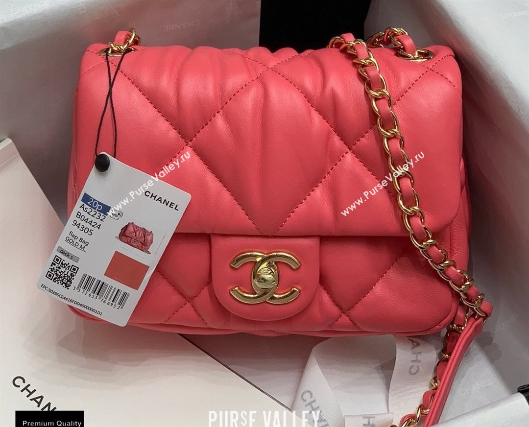 Chanel Wrinkled Calfskin Small Flap Bag AS2232 Dark Pink 2020 (jiyuan-20112626)