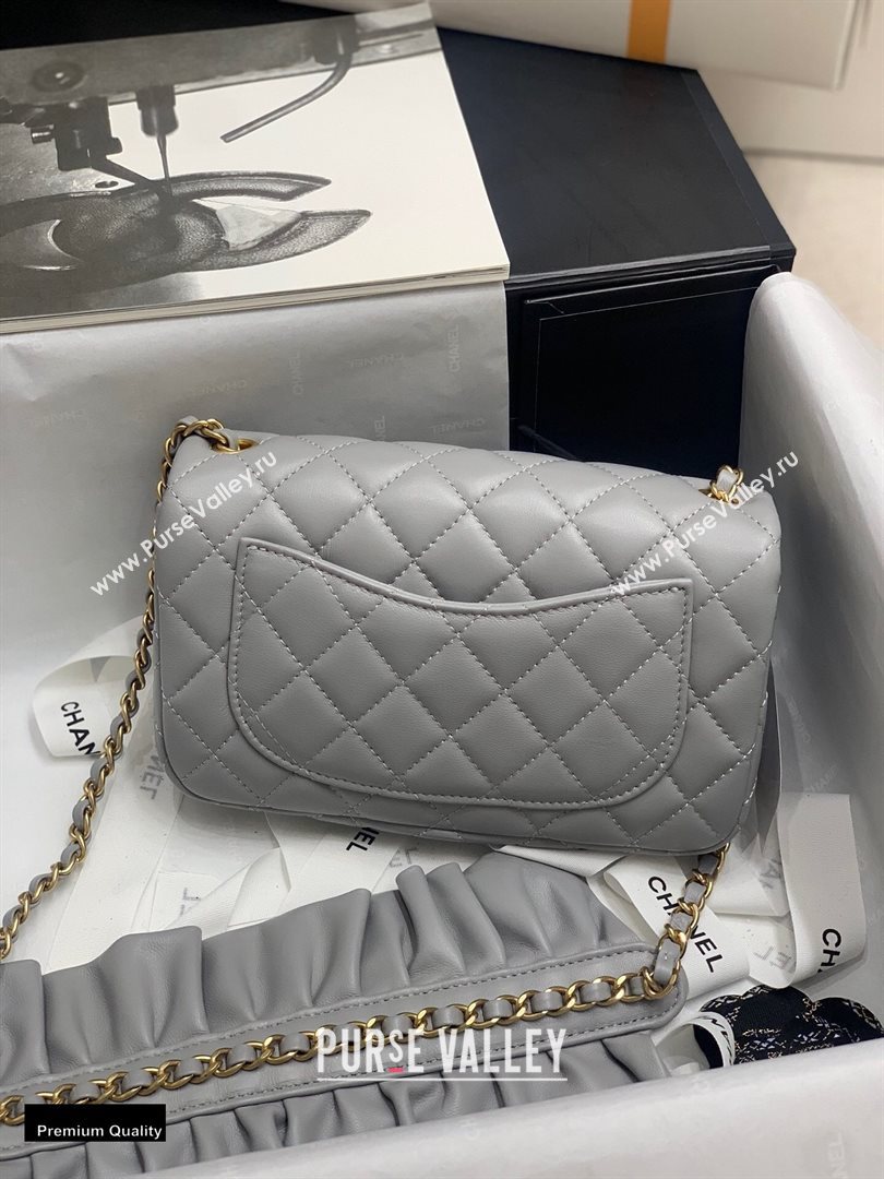 Chanel Lambskin Bag Romance Rectangular Small Flap Bag with ruffled Strap AS2204 Gray 2020 (jiyuan-20112620)