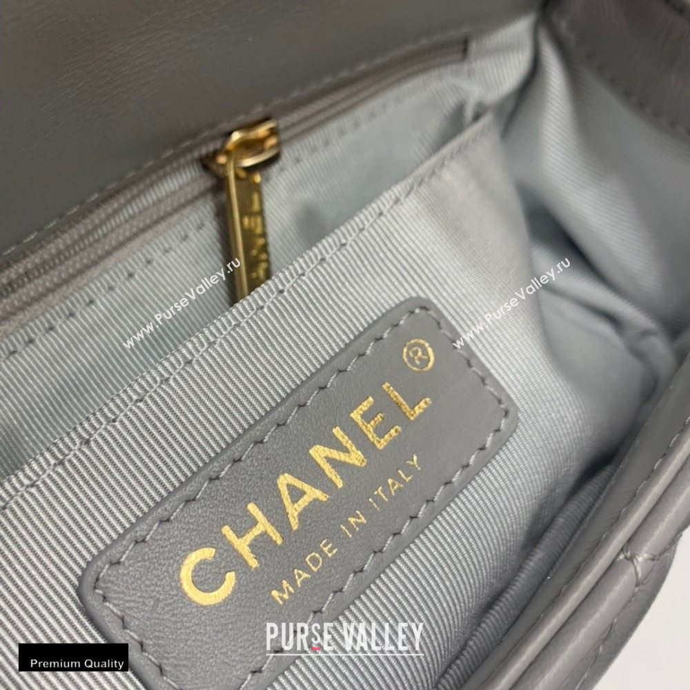 Chanel Lambskin Bag Romance Rectangular Small Flap Bag with ruffled Strap AS2204 Gray 2020 (jiyuan-20112620)