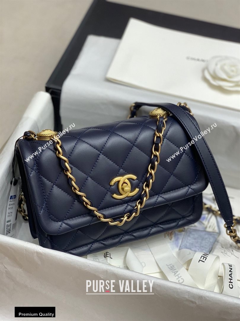 Chanel Lambskin Vintage Medium Flap Bag Navy Blue 2020 (jiyuan-20112602)