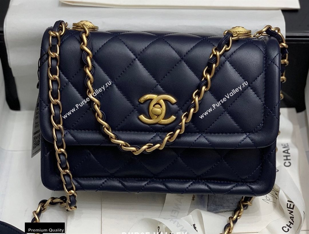 Chanel Lambskin Vintage Medium Flap Bag Navy Blue 2020 (jiyuan-20112602)