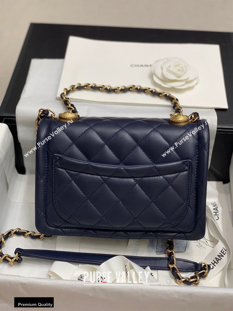 Chanel Lambskin Vintage Medium Flap Bag Navy Blue 2020 (jiyuan-20112602)