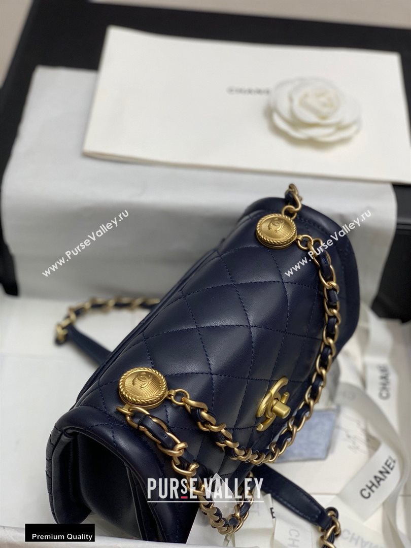Chanel Lambskin Vintage Medium Flap Bag Navy Blue 2020 (jiyuan-20112602)