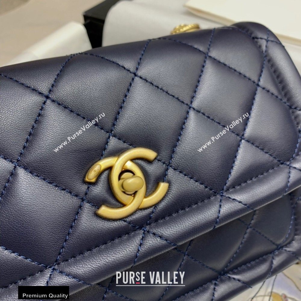 Chanel Lambskin Vintage Medium Flap Bag Navy Blue 2020 (jiyuan-20112602)