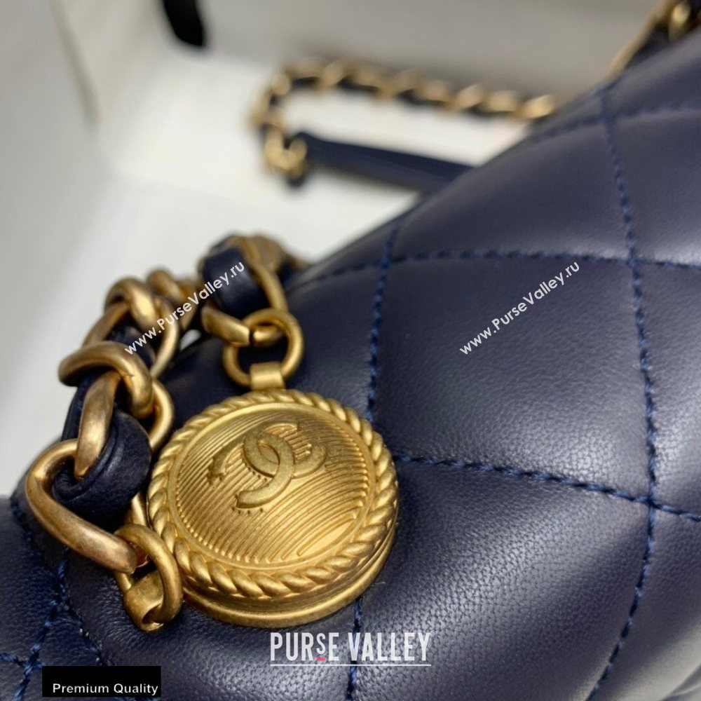Chanel Lambskin Vintage Medium Flap Bag Navy Blue 2020 (jiyuan-20112602)