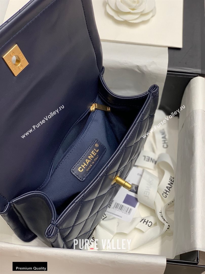 Chanel Lambskin Vintage Medium Flap Bag Navy Blue 2020 (jiyuan-20112602)