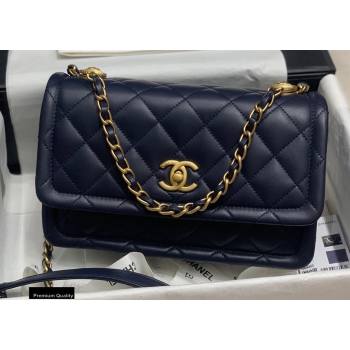 Chanel Lambskin Vintage Large Flap Bag Navy Blue 2020 (jiyuan-20112601)