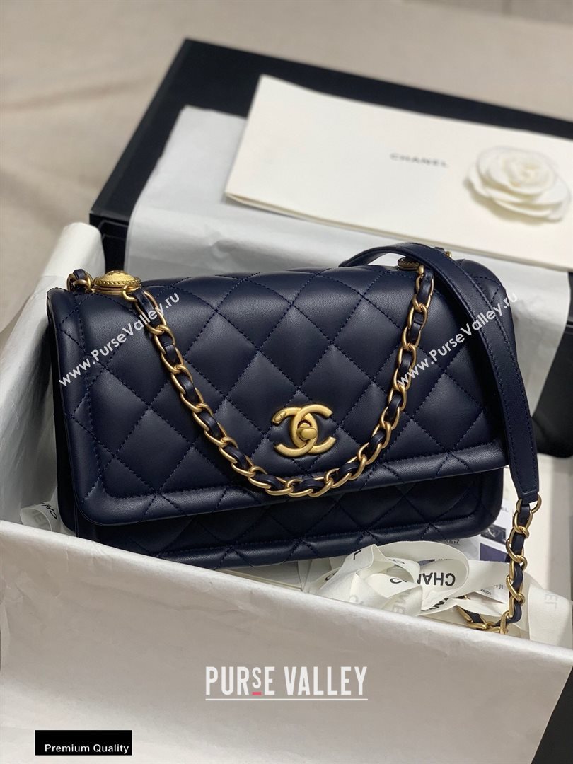 Chanel Lambskin Vintage Large Flap Bag Navy Blue 2020 (jiyuan-20112601)