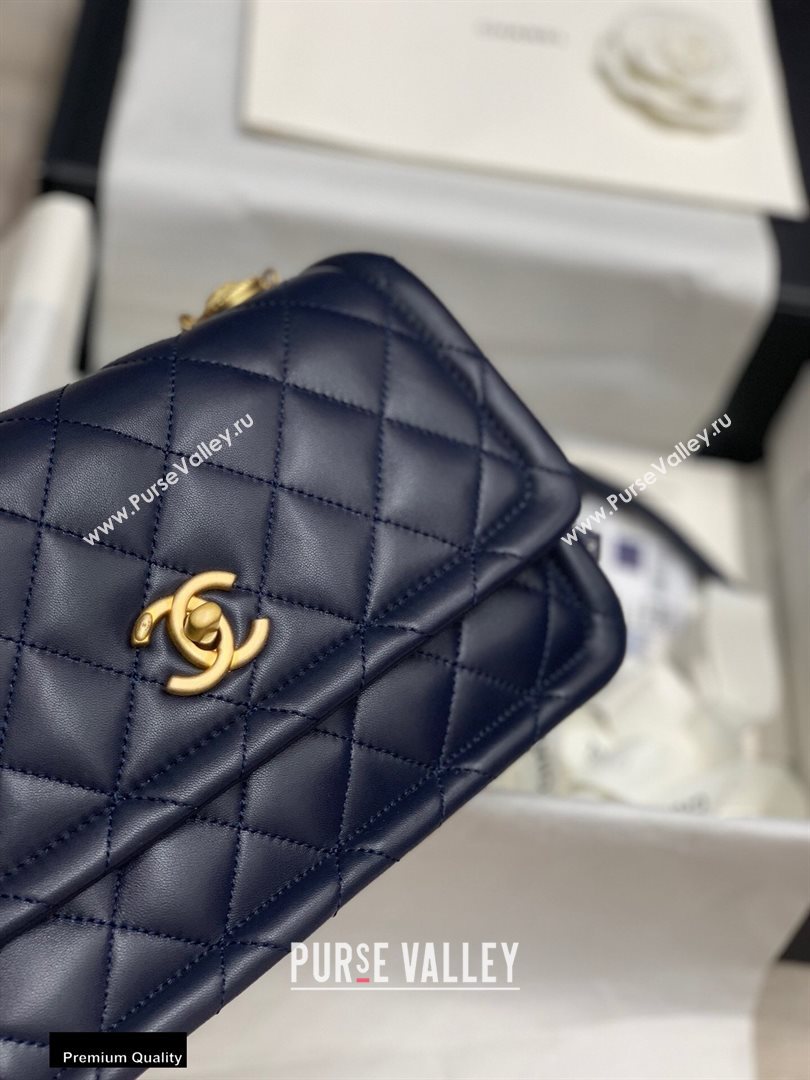 Chanel Lambskin Vintage Large Flap Bag Navy Blue 2020 (jiyuan-20112601)