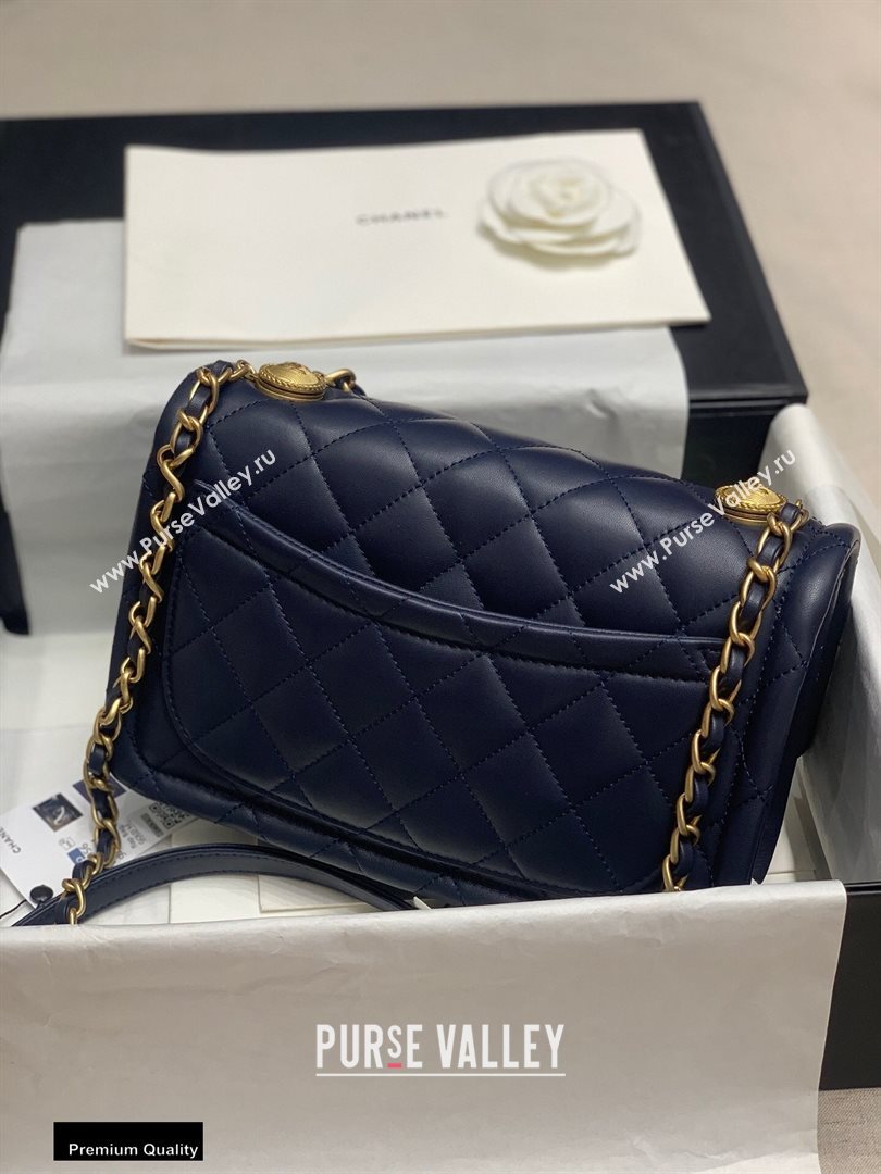 Chanel Lambskin Vintage Large Flap Bag Navy Blue 2020 (jiyuan-20112601)