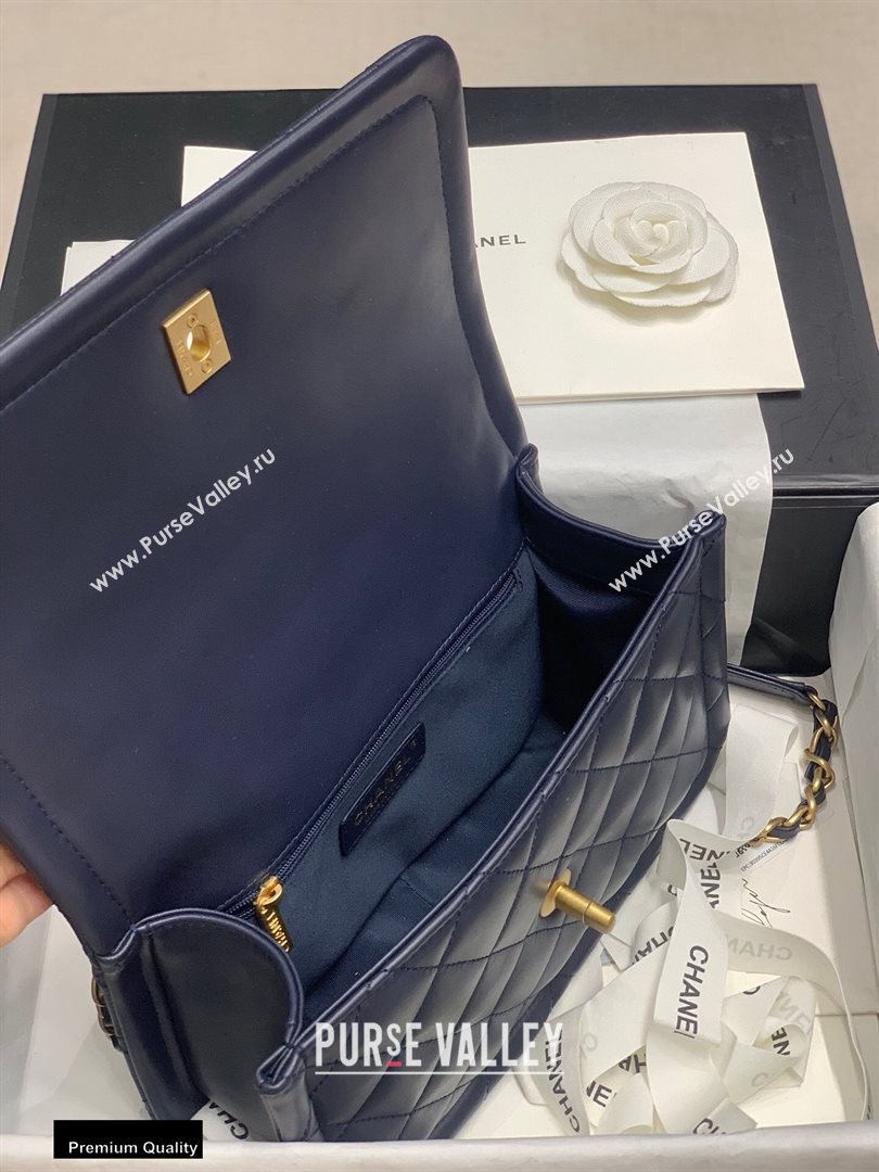 Chanel Lambskin Vintage Large Flap Bag Navy Blue 2020 (jiyuan-20112601)