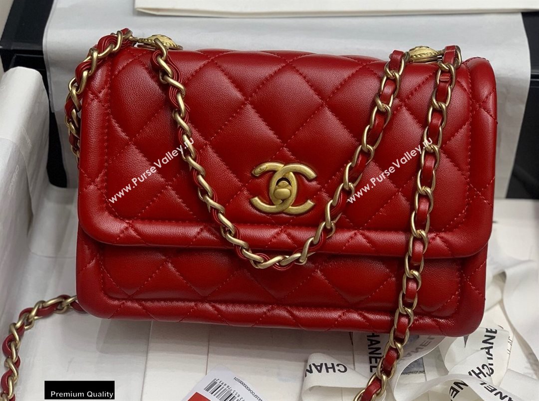 Chanel Lambskin Vintage Medium Flap Bag Red 2020 (jiyuan-20112605)