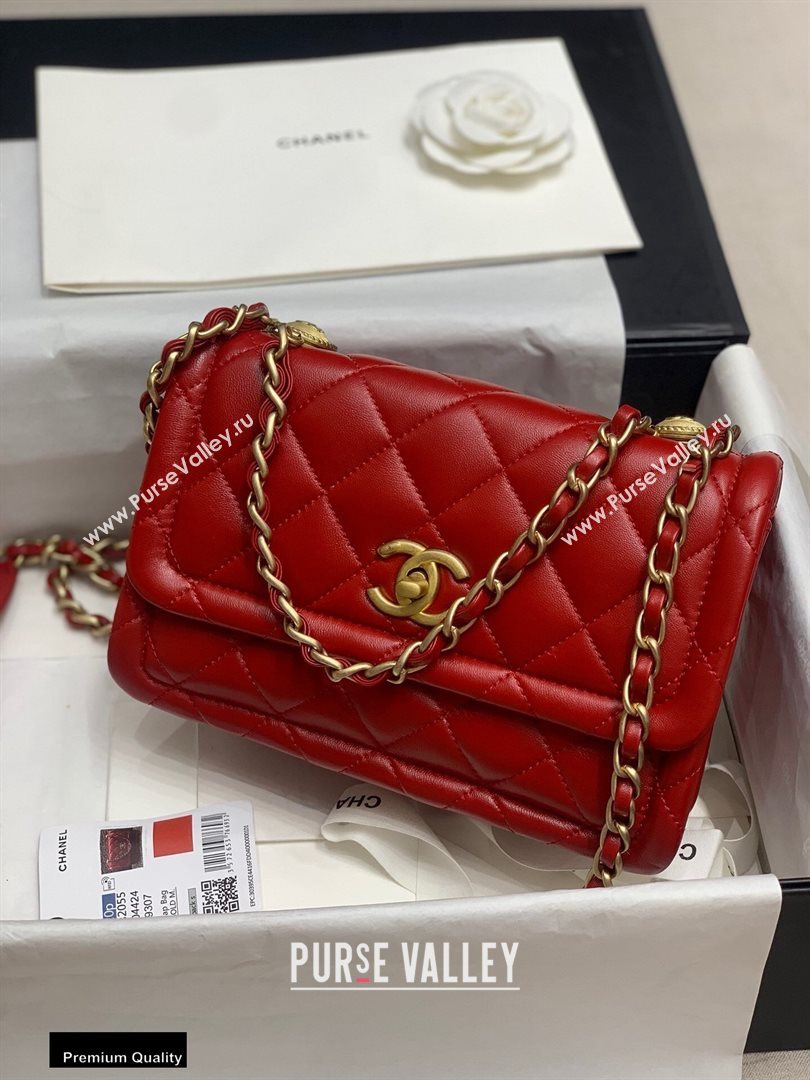 Chanel Lambskin Vintage Medium Flap Bag Red 2020 (jiyuan-20112605)