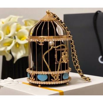 Chanel Lambskin Enamel and Strass Birdcage Evening Bag AS1941 Gold/Black 2020 (jiyuan-20112659)