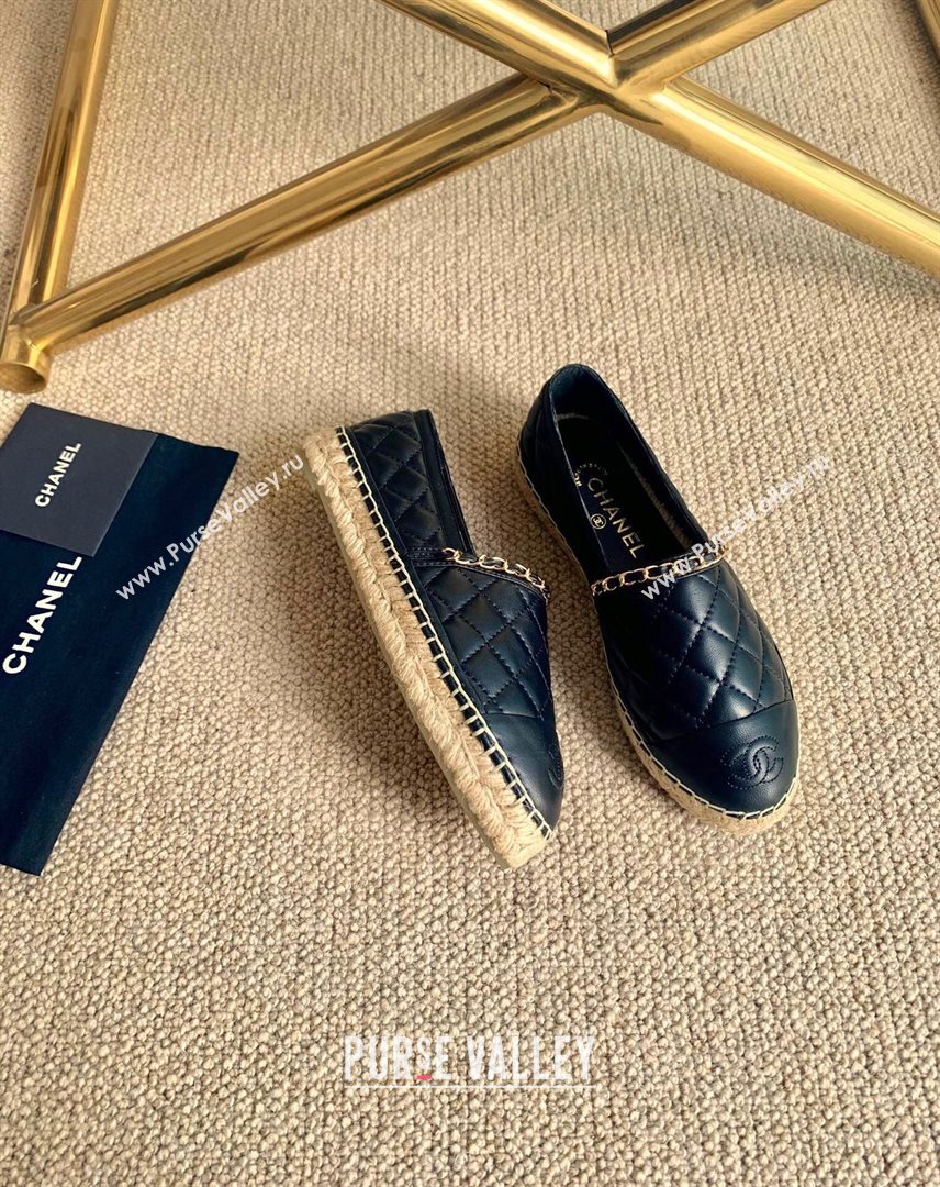 Chanel Lambskin Chain Espadrilles G36966 Black 2020 (lirenfang-20113011)