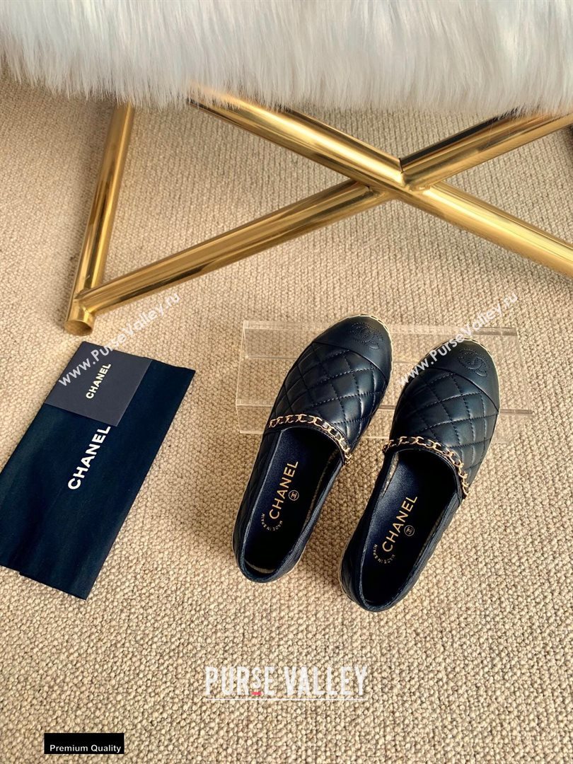 Chanel Lambskin Chain Espadrilles G36966 Black 2020 (lirenfang-20113011)