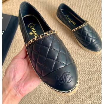 Chanel Lambskin Chain Espadrilles G36966 Black 2020 (lirenfang-20113011)