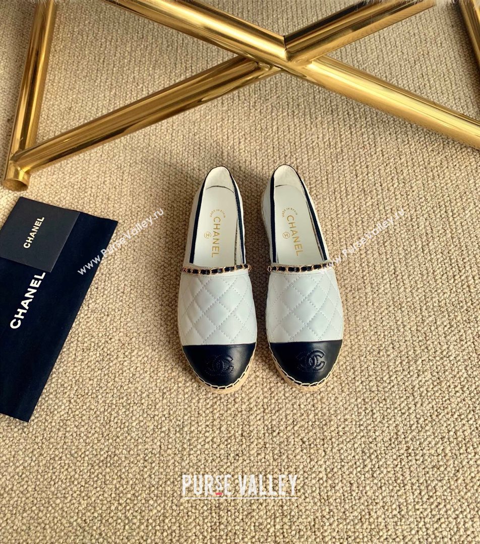 Chanel Lambskin Chain Espadrilles G36966 White 2020 (lirenfang-20113012)