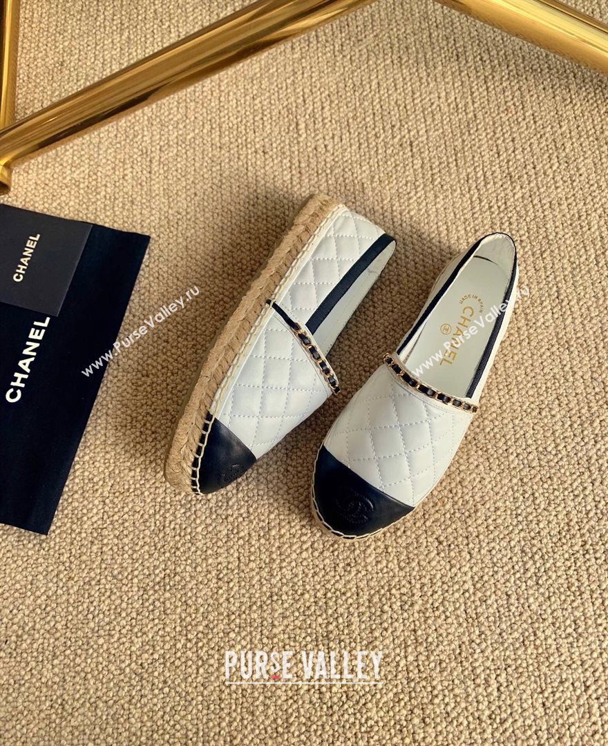 Chanel Lambskin Chain Espadrilles G36966 White 2020 (lirenfang-20113012)