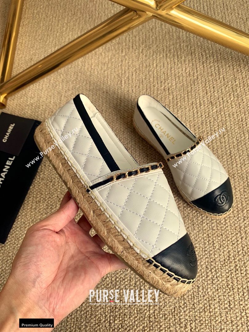 Chanel Lambskin Chain Espadrilles G36966 White 2020 (lirenfang-20113012)