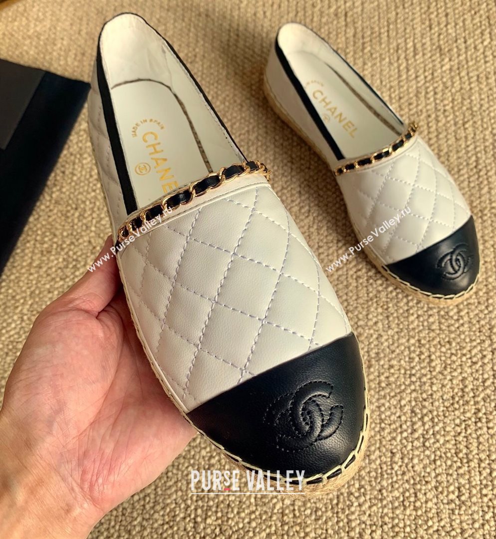 Chanel Lambskin Chain Espadrilles G36966 White 2020 (lirenfang-20113012)