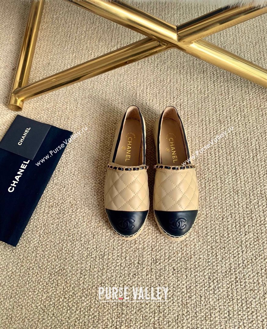 Chanel Lambskin Chain Espadrilles G36966 Beige 2020 (lirenfang-20113013)