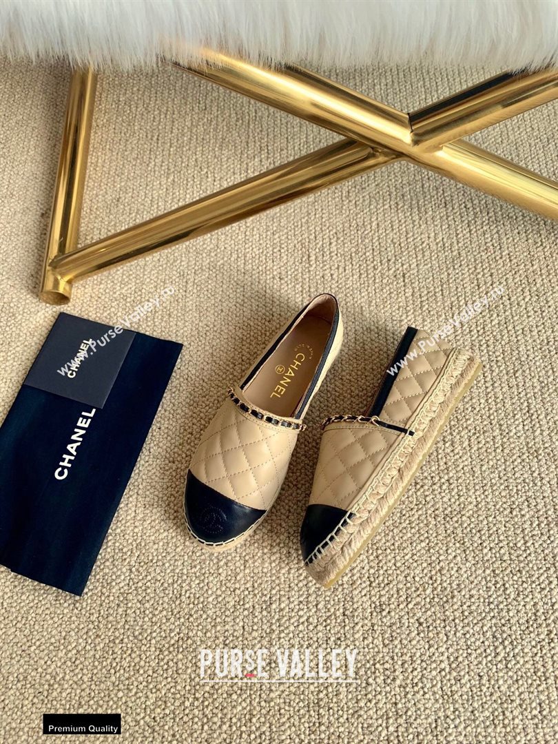 Chanel Lambskin Chain Espadrilles G36966 Beige 2020 (lirenfang-20113013)