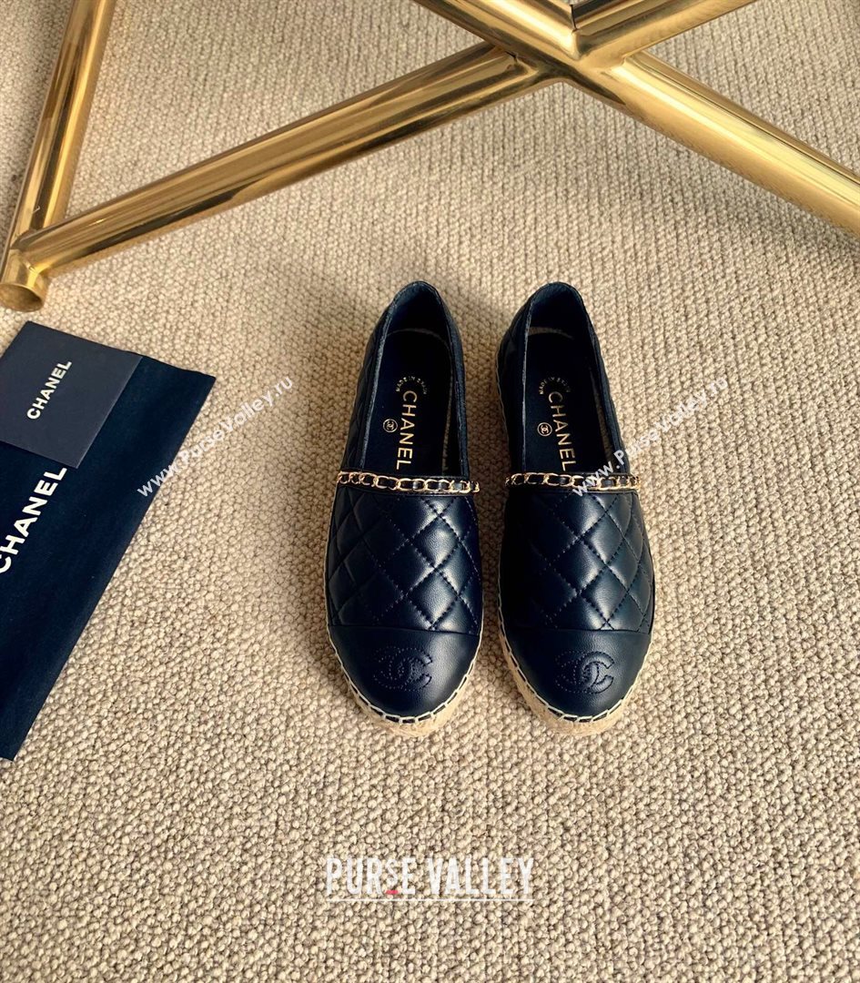 Chanel Lambskin Chain Espadrilles G36966 Black 2020 (lirenfang-20113011)