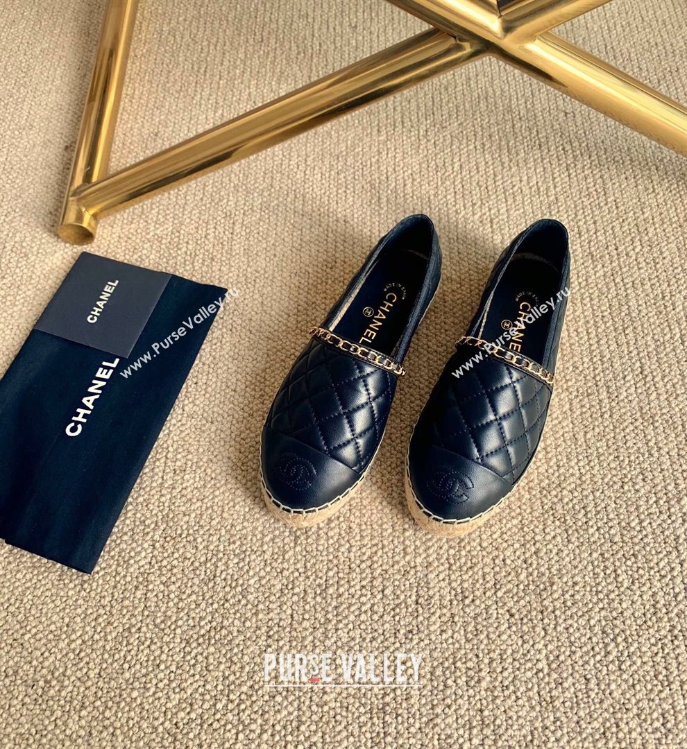 Chanel Lambskin Chain Espadrilles G36966 Black 2020 (lirenfang-20113011)