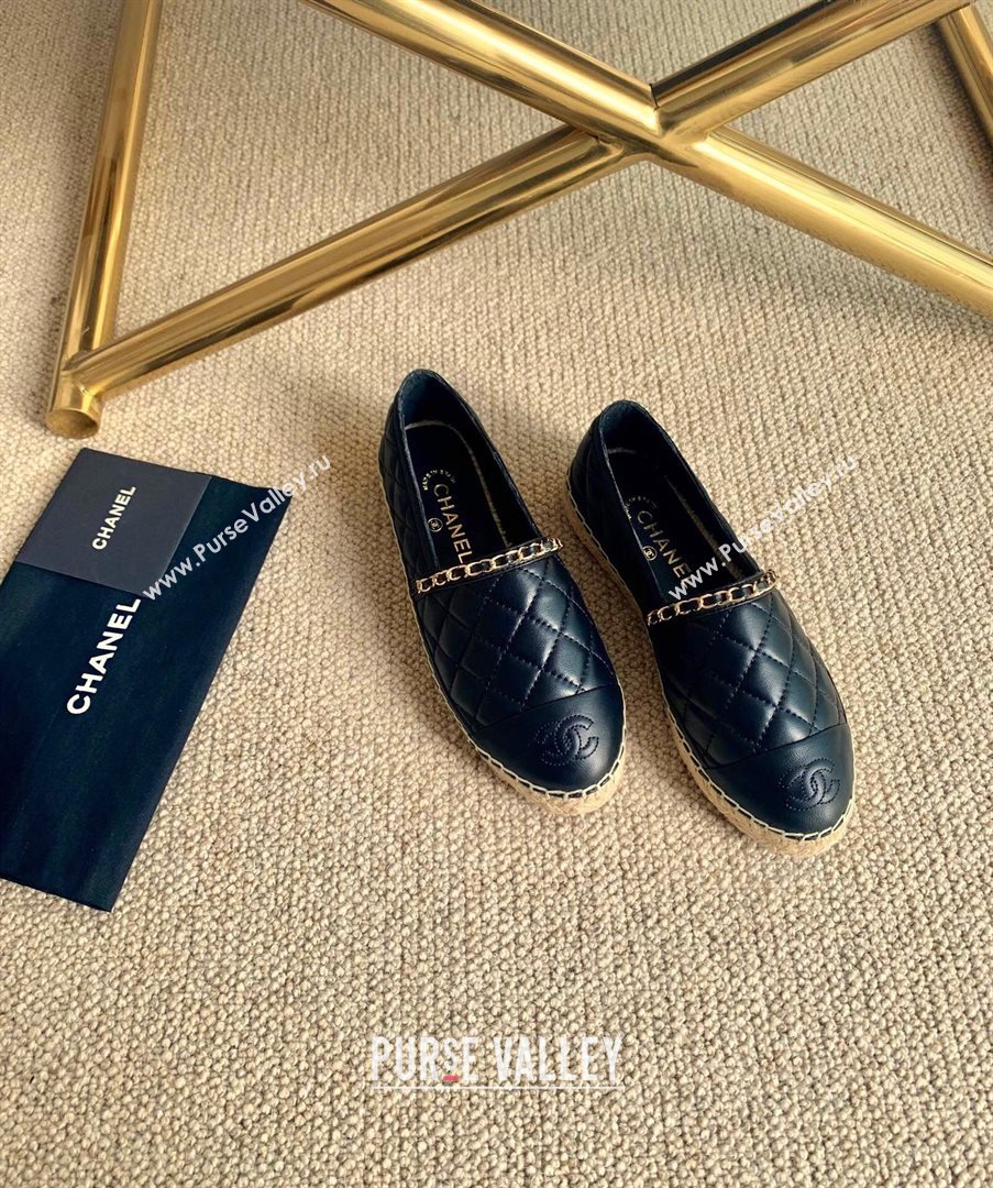 Chanel Lambskin Chain Espadrilles G36966 Black 2020 (lirenfang-20113011)