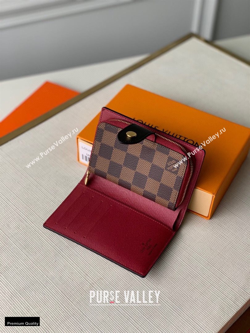 Louis Vuitton Juliette Wallet N60381 Damier Ebene Canvas Bordeaux Red 2020 (kiki-20120144)