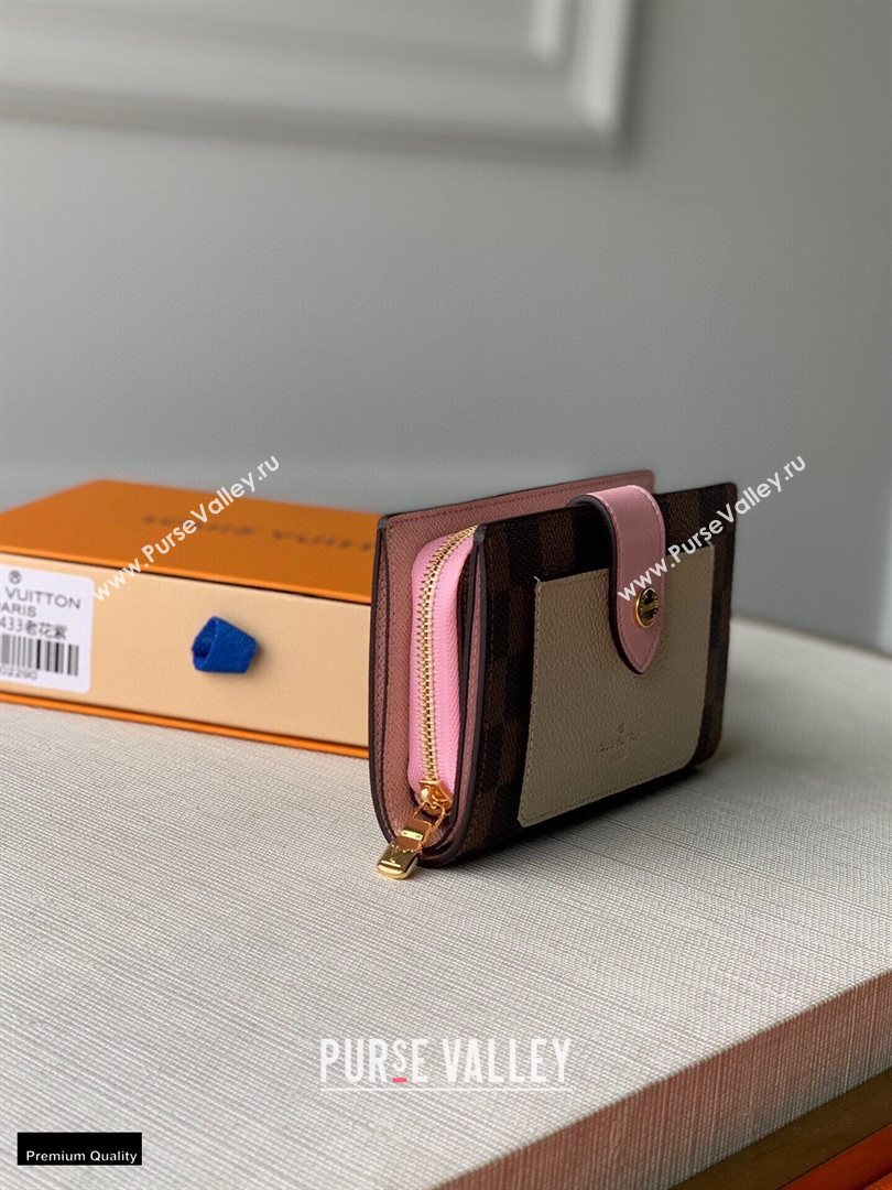 Louis Vuitton Juliette Wallet N60381 Damier Ebene Canvas Pink 2020 (kiki-20120143)