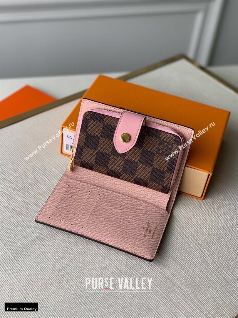 Louis Vuitton Juliette Wallet N60381 Damier Ebene Canvas Pink 2020 (kiki-20120143)