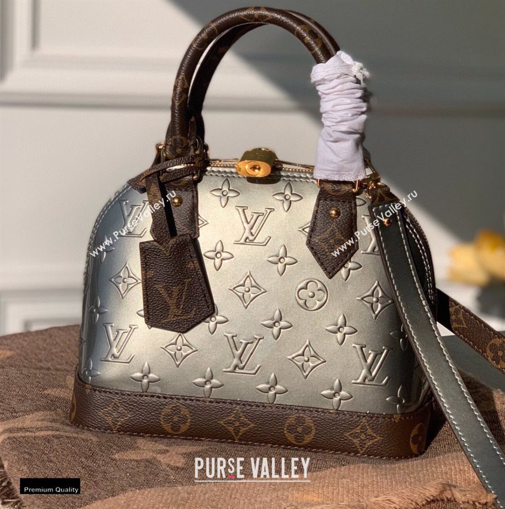 Louis Vuitton Metallic Monogram Vernis Alma BB Bag M90584 Taupe Grey 2020 (kiki-20120113)