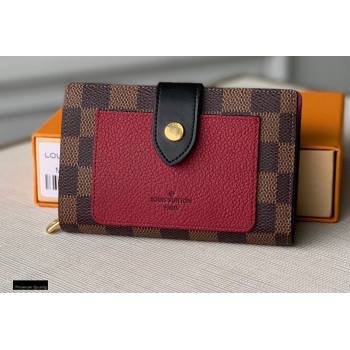 Louis Vuitton Juliette Wallet N60381 Damier Ebene Canvas Bordeaux Red 2020 (kiki-20120144)